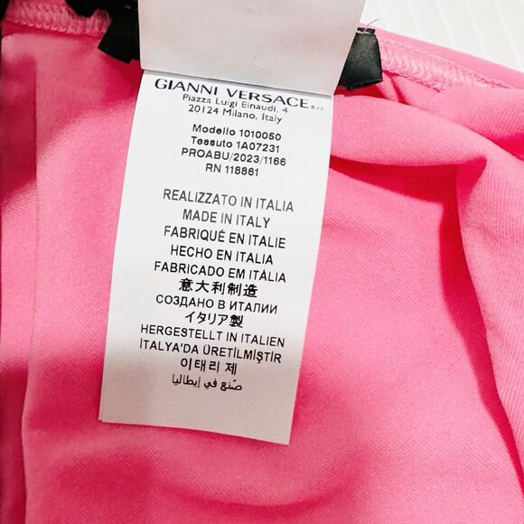 Versace Medusa Gold Logo Pink One Piece Swimsuit Size 4/ US L NWT $425 - Picture 4 of 5